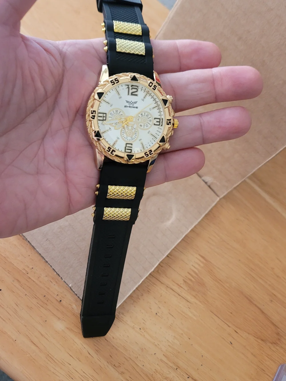 Howe Gold-Tone Chronograph Men's Watch with Black Strap